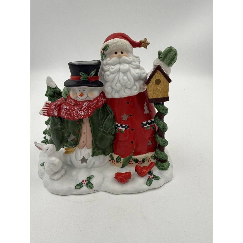 Santa and Snowman Tealight Candle Holder